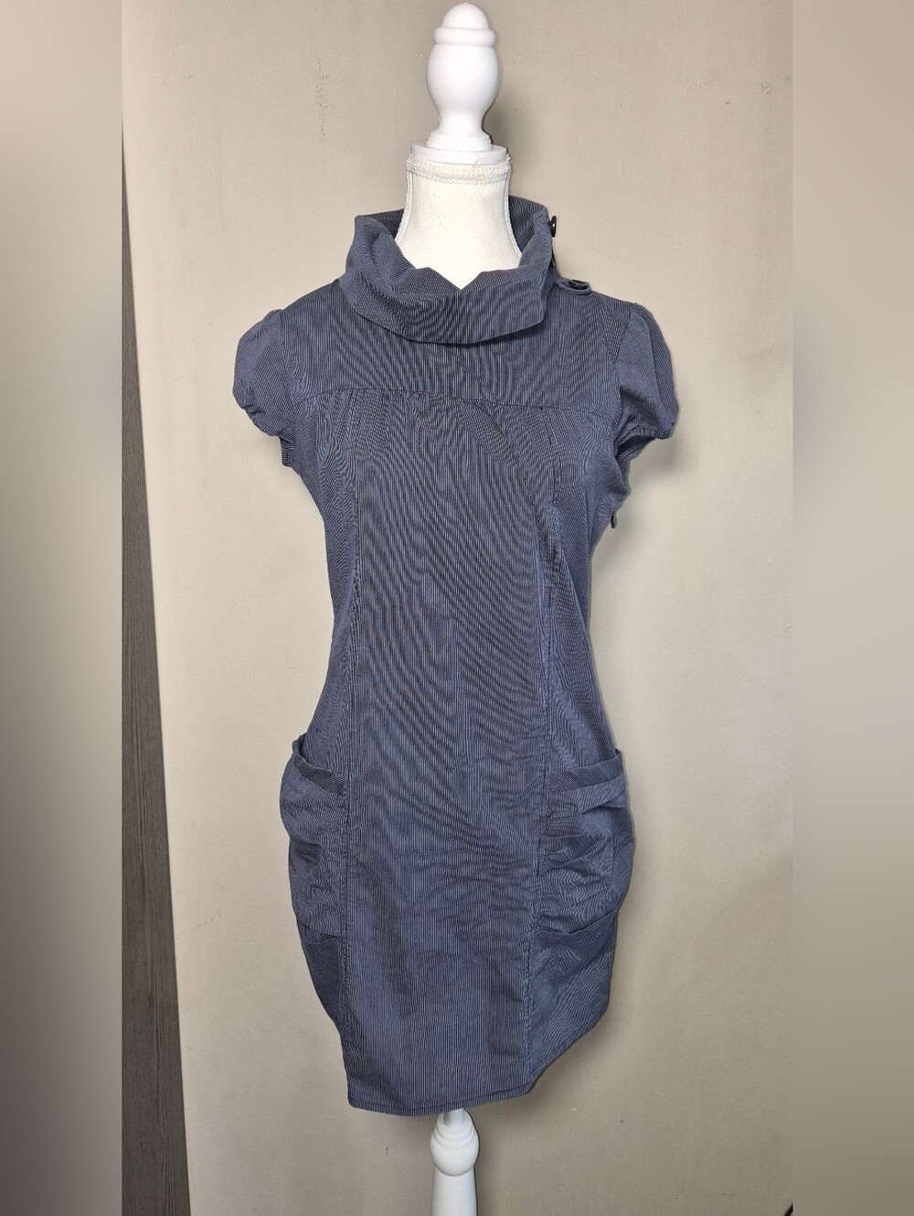 5 For $25✨️Twik Womens Size Small Pinstriped Y2k 90s Grey Mini Dress Like New